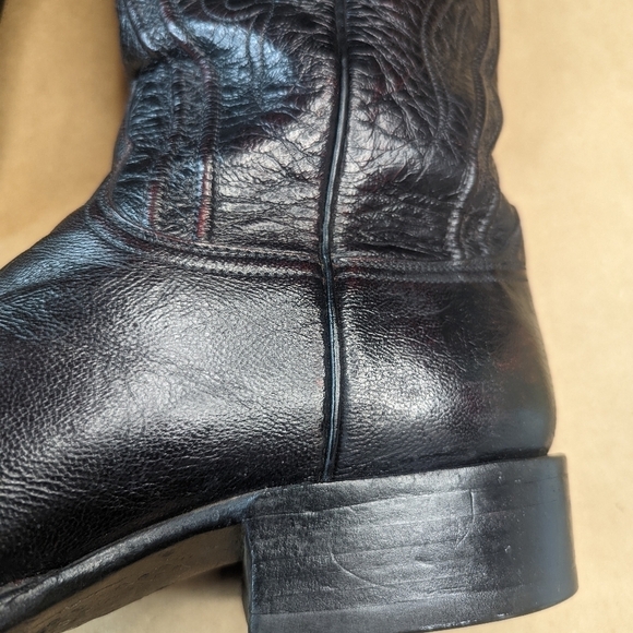 Lucchese Classics "Hugo" men's sz 9EEE black cherry/Burgundy brush off goat leat - Picture 10 of 14